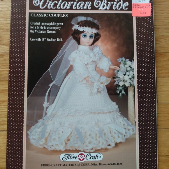 Vintage 15" Doll Dress Crochet Patterns Lot of 3 Wedding Historical Grandmacore - Picture 2 of 9